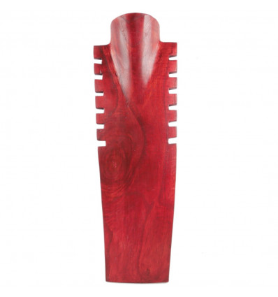 Busto display collane, rosetta in legno massello colore rosso H50cm