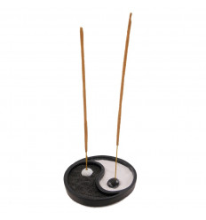 Porte-encens chinois symbole yin yang et sable pour 2 bâtons.