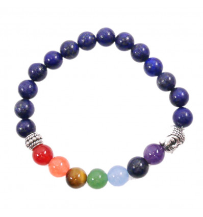 7 chakra bracelet in Lapis lazuli and 7 fine stones.