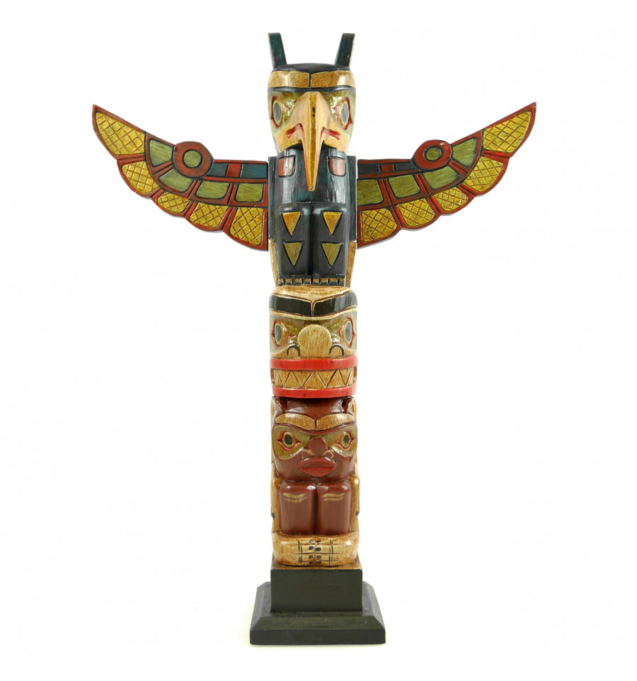 Totem pole Eagle Native american Tribe Wooden multi colored 50cm.