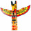 Grande indiano totem multicolore 100cm in legno massello con statuetta eagle zoom