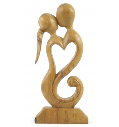 Statue Couple in Fusion h30cm raw wood - gift idea wedding wood.