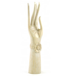 Big hand of Buddha / Display box jewelry solid wood H40cm white brushed