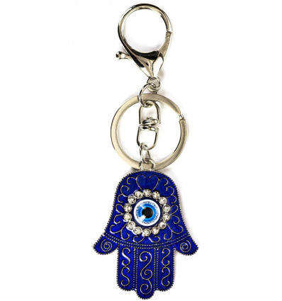 Porte-clefs / Bijou de sac Hamsa bleue - Oeil turc Porte Bonheur