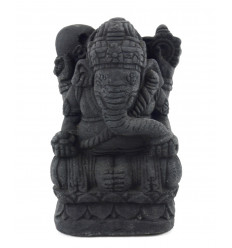 Statuette Ganesh H20cm en pierre de Java noire reconstituée de face