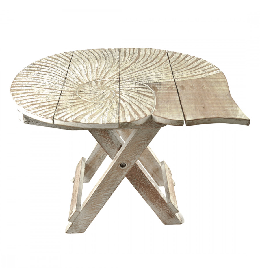 Tavolino da tavolo pieghevole con guscio della sella design 30cm in legno  sbiancato