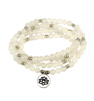 Tibetan Mala 108 moonstone pearls, fertility lucky charm.