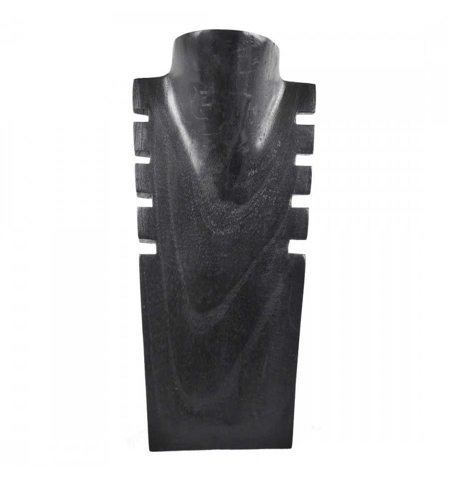 Espositore busto con collane dentellate in legno nero