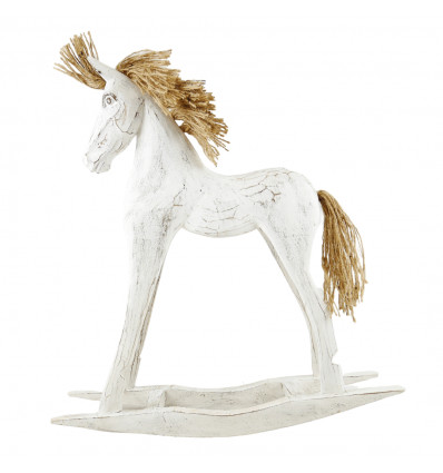 Cavallo a dondolo in legno 40 cm - Finitura bianco cerato