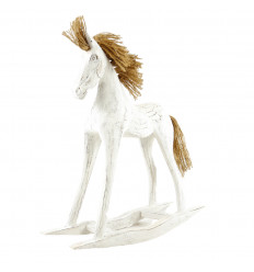 Cavallo a dondolo in legno 50cm - Finitura bianca sbiancata