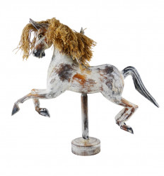 Hand carved wooden carousel horse, patinated finish 40cm