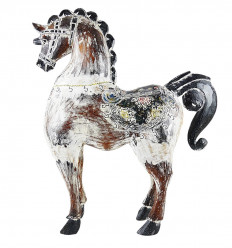 Hand Painted and Carved Wooden Horse - Free Standing Decoration 63cm - Size L - profile view