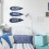 "Dream Beach Love" Surfboards Hanging Wall Decor 51x31cm - Blue - bedroom view
