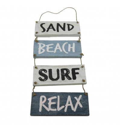 Seaside Style Hanging Wall Decoration "Sand, Beach, Surf, Relax" 53x20cm
