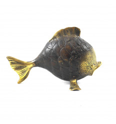 Decorative Statuette in Bronze Fish. Artisanal Creation - Side view