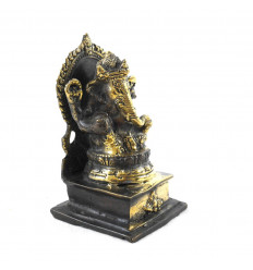 Statuetta Ganesh seduto sul suo trono 13 cm. Artigianato asiatico. Lato