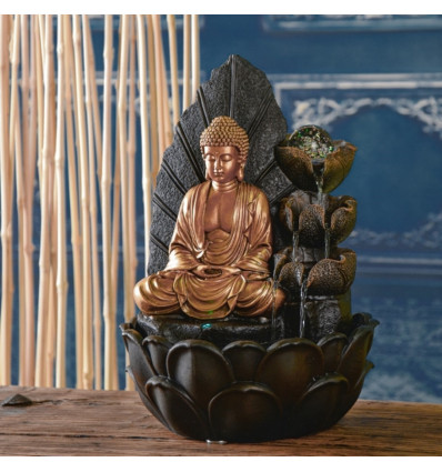 Fontana zen da interno con Buddha e Fior di Loto