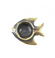 Vassoio / posacenere per pesci in bronzo massiccio da 10 cm - Fatto a mano - Vista dall'alto