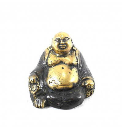 Laughing Buddha Statuette in Handcrafted Bronze - Top view