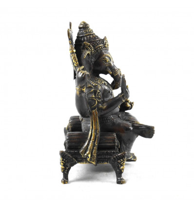 Statua in bronzo Ganesh seduto 20 cm - Decorazione proveniente