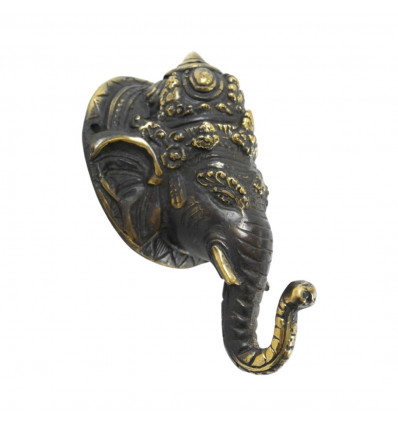 Ganesh coat rack / wall hook in bronze 13cm. Hindu Deity - Side View