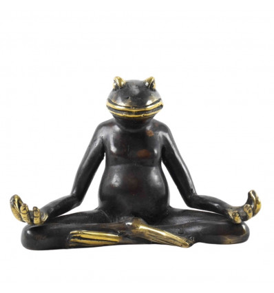 Statuetta di rana in posizione di meditazione - Bronzo massiccio 15 cm