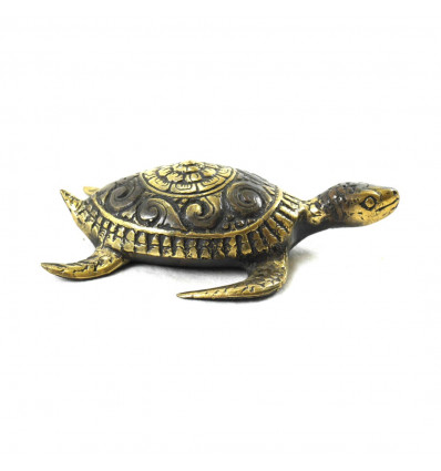 Deco Statuette Sea Turtle in Solid Bronze 12cm - profile view