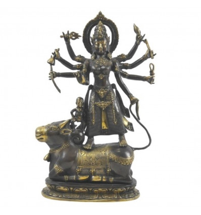 Large Shiva Statue on the Nandi Bull in Solid Bronze 40cm. Asian handicrafts