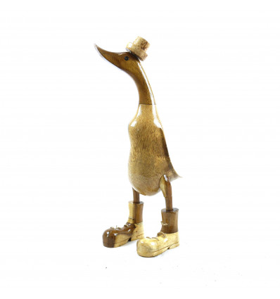 Grand canard décoratif en bois 35cm - Naturel - profil