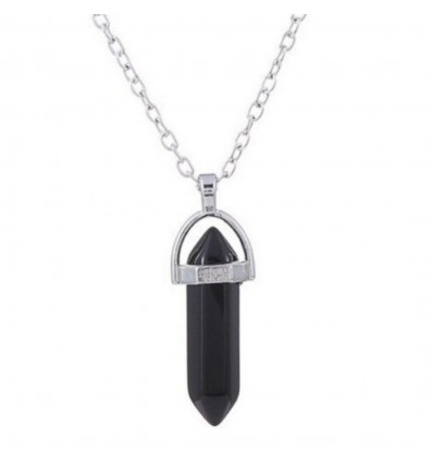Necklace with point pendant in natural Onyx. Protects pregnancy, balances energies.