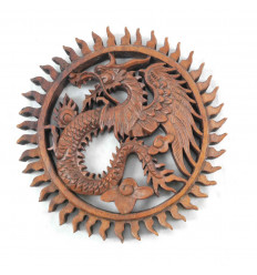 Exotic wooden dragon wall decoration brown color 20cm