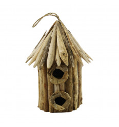 Grand nichoir à oiseaux en bois flotté - Décoration extérieure - face