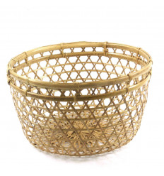 Woven rattan storage basket Ø47cm bohemian style - front