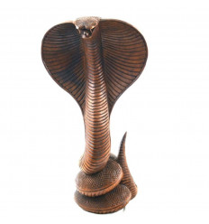Grande Statue Serpent / Cobra 50cm en bois sculpté - face