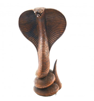 Grande Statua Serpente / Cobra 50cm in legno intagliato - fronte