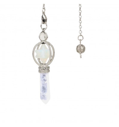 Merkaba Opalite Pendulum and Rock Crystal Point