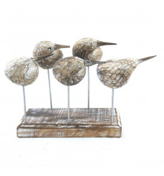 Birds / Patinated wooden seagulls - Marine decoration to lay - face