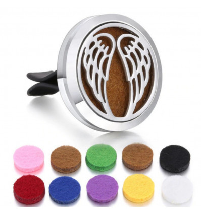 Clip-on Car Perfume Diffuser + 10 Blotting Papers - Silver Angel Wings Model