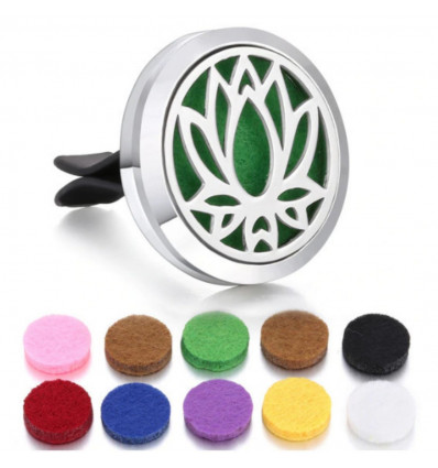 Diffusore di Profumo Auto a Clip + 10 Carte Assorbenti - Modello Mandala Argento