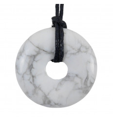 Chinese Donut or Pi in Howlite 30mm - cord - pendant or bracelet