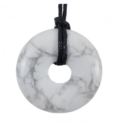 Chinese Donut or Pi in Howlite 30mm - cord - pendant or bracelet