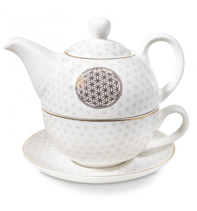 Set for tea - Teapot and cup. Green Mandala pattern.