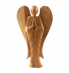 40cm hand-carved wooden angel statue - raw wood