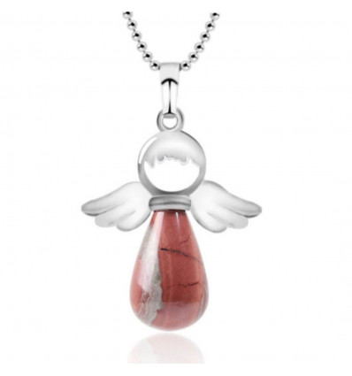 "My Guardian Angel" necklace in natural red jaspe