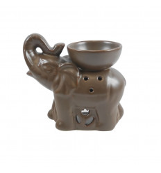 Brûle parfum éléphant indien en céramique artisanale grise