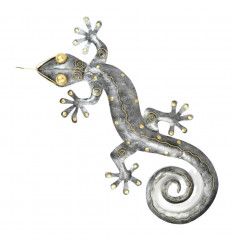 Gecko Margouillat fatto a mano in ferro battuto decorazione da parete 80cm