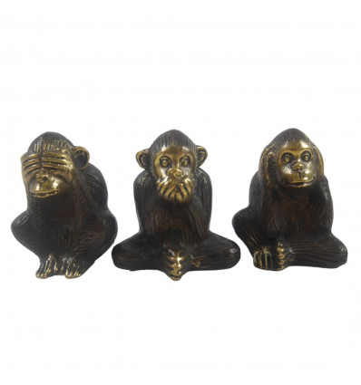 Statuette Deco le 3 scimmie della saggezza in bronzo 6,5 cm