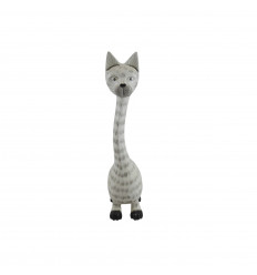 Clearance sale!!! Large cat statue in white and gray wood 40cm