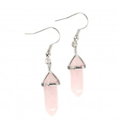 Hanging earrings Pointes in Natural Pink Quartz