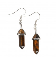 Hanging earrings Pointes in Natural Tiger Eye
